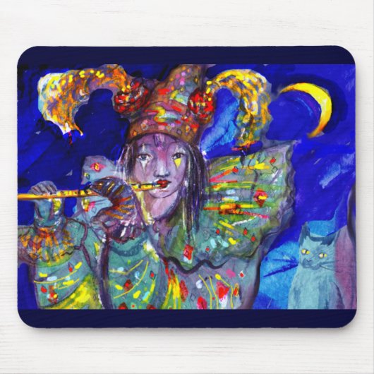 FLUTIST IN BLAU / Venezianische Karnevalsnacht Mousepad (Vorne)