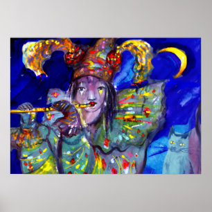 FLUTIST IN BLAU / Venezianische Karnevalsnacht Poster
