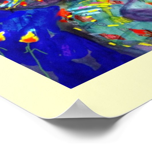 FLUTIST IN BLAU / Venezianische Karnevalsnacht Poster (Ecke)