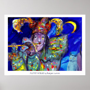 FLUTIST IN BLAU / Venezianische Karnevalsnacht Poster