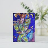 FLUTIST IN BLAU / Venezianische Karnevalsnacht Postkarte (Stehend Vorderseite)