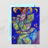 FLUTIST IN BLAU / Venezianische Karnevalsnacht Postkarte (Vorne/Hinten)