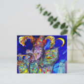 FLUTIST IN BLAU / Venezianische Karnevalsnacht Postkarte (Stehend Vorderseite)