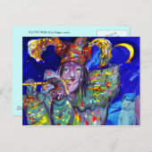 FLUTIST IN BLAU / Venezianische Karnevalsnacht Postkarte (Vorne/Hinten)