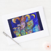 FLUTIST IN BLAU / Venezianische Karnevalsnacht Rechteckiger Aufkleber (Umschlag)