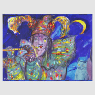 FLUTIST IN BLAU / Venezianische Karnevalsnacht Seidenpapier