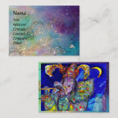 FLUTIST IN BLAU / Venezianische Karnevalsnacht Visitenkarte (Vorne/Hinten)