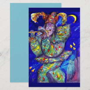 FLUTIST IN BLAU / Venezianischer Karnevalsstadium Briefpapier