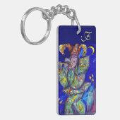 FLUTIST IN BLAUEM MONOGRAMM / Venezianische Karnev Schlüsselanhänger (Vorderseite links)