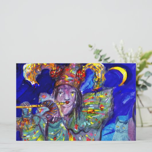 FLUTIST in der BLAUEN/venezianischen Briefpapier (Stehend Vorderseite)