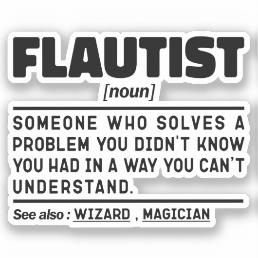 Flutist Noun Definition Beruflich Player Cool Aufkleber (Vorderseite)