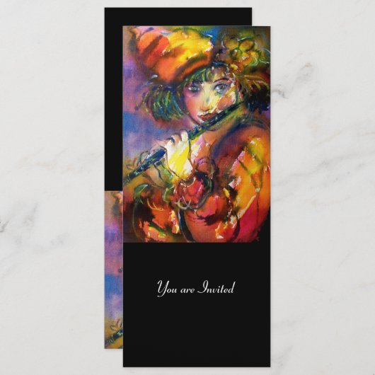 FLUTIST PORTRAIT Masquerade Party Program Einladung (Vorne/Hinten)