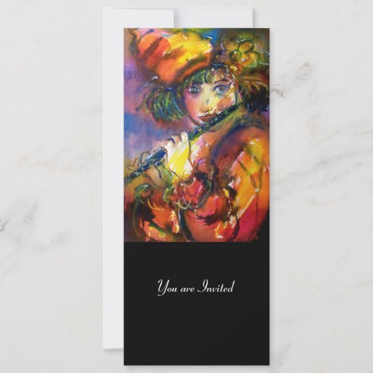 FLUTIST PORTRAIT Masquerade Party Program Einladung (Vorderseite)