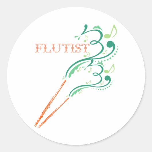 Flutist Runder Aufkleber (Vorderseite)