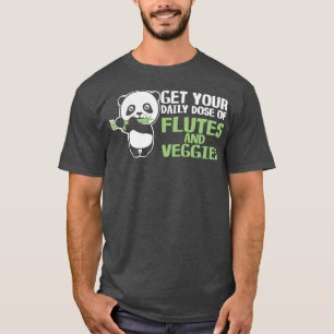 Flutist Vegetables Cute Panda Vegan Bamboo Flute  T-Shirt