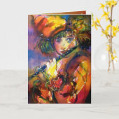 FLUTISTPORTRAIT / Venezianische Maskierung Karte (Gelbe Blume)