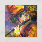 FLUTISTPORTRAIT / Venezianische Maskierung Quadratische Visitenkarte (Rückseite)