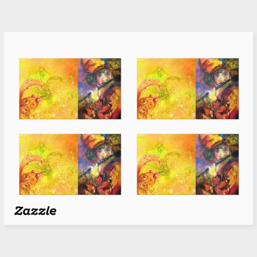 FLUTISTPORTRAIT / Venezianische Maskierung Rechteckiger Aufkleber (Blatt)