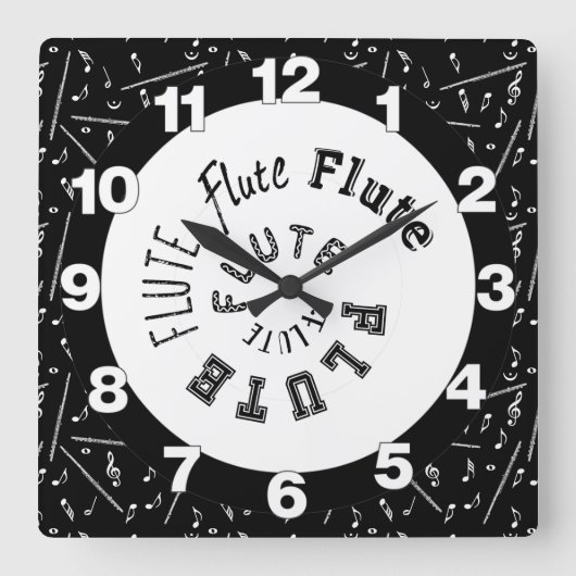 Flutspiraltext Quadratische Wanduhr (Vorderseite)