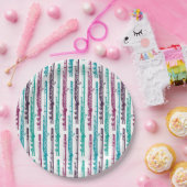 Flutstreifen - Lila und Aquamarin Pappteller (Party)