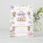 Flutter and Twirl Fairy First 1st Birthday Einladung (Stehend Vorderseite)