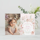 Flutter and Twirl Fairy princess Any Age BIrthday Einladung (Stehend Vorderseite)
