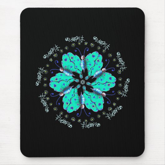 Flutter-Aqua-Schmetterling-Mandala Mousepad (Vorne)