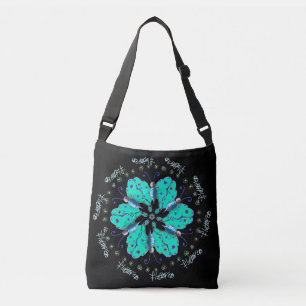 Flutter-Aqua-Schmetterling-Mandala Tragetaschen Mit Langen Trägern