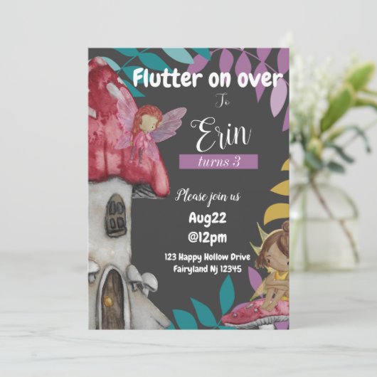 Flutter auf der Einladungskarte über den Geburtsta (Stehend Vorderseite)