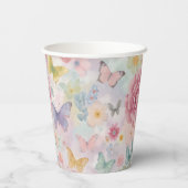 Flutter Bloom Pastel Butterfly Floral Theme Party Pappbecher (Rückseite)