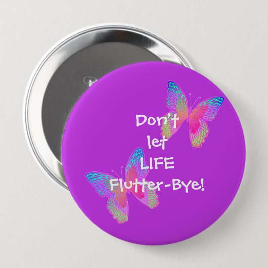 Flutter-Byes (violett) großer Knopf Button (Vorne & Hinten)