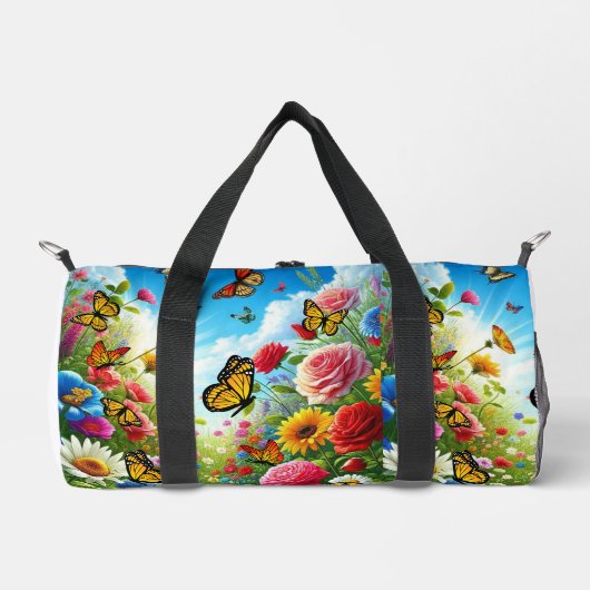 Flutter & Fit Schöner Schmetterlingsgarten Duffle Bag (Vorderseite)