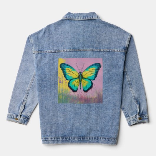 "Flutter in Style" oder "Flügel der Eleganz" Jeansjacke (Rückseite)