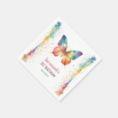 Flutter On Over Rainbow Butterfly 1st Birthday Serviette (Ecke)