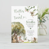 Flutter & Twirl Bezaubernde Waldbrände zum Geburts Einladung (Stehend Vorderseite)