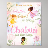 Flutter & Twirl Fairy Geburtstagsparty Begrüßungsz Poster (Vorne)