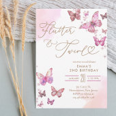 Flutter & Twirl Glitzer Butterfly Geburtstag Einladung