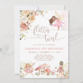 Flutter & Twirl Wildflower Fairy Girl Birthday Einladung (Vorderseite)