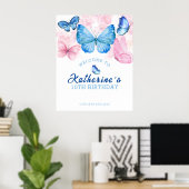 Flutter über Schmetterlinge Geburtstag Willkommen Poster (Heimbüro)
