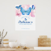 Flutter über Schmetterlinge Geburtstag Willkommen Poster (Küche)