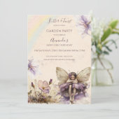 Flutter und Twirl Blume Feenmädchen Geburtstag Einladung (Stehend Vorderseite)