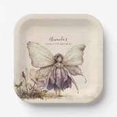 Flutter und Twirl Blume Feenmädchen Geburtstag Pappteller (Vorderseite)