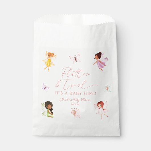 Flutter und Twirl Enchanted Fairy Baby Shower Geschenktütchen (Vorderseite)