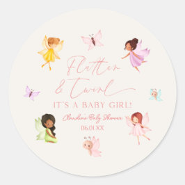 Flutter und Twirl Enchanted Fairy Baby Shower Runder Aufkleber