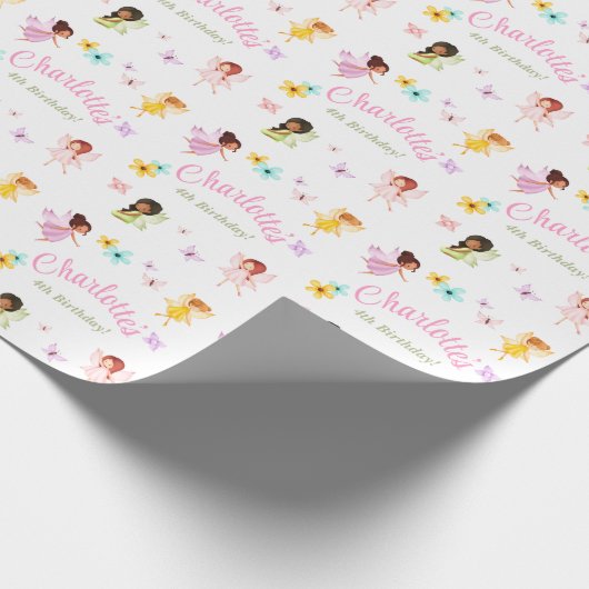 Flutter und Twirl Fairy Birthday Party Geschenkpap Geschenkpapier (Ecke)
