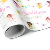 Flutter und Twirl Fairy Birthday Party Geschenkpap Geschenkpapier (Rolleneckpunkt)
