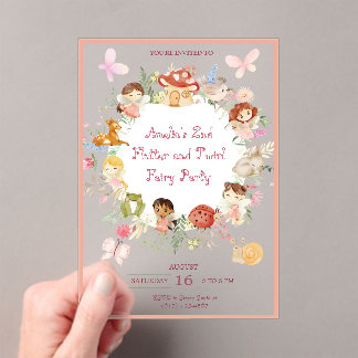 Flutter und Twirl Fairy Garden Geburtstag Einladun Acryleinladungen