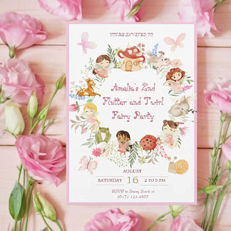 Flutter und Twirl Fairy Garden Geburtstag Einladung