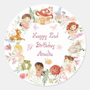 Flutter und Twirl Fairy Garden Geburtstag Runder Aufkleber