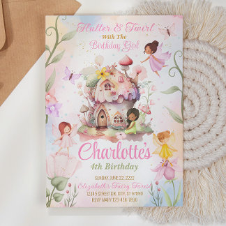 Flutter und Twirl Fairy zum Geburtstag Einladung
